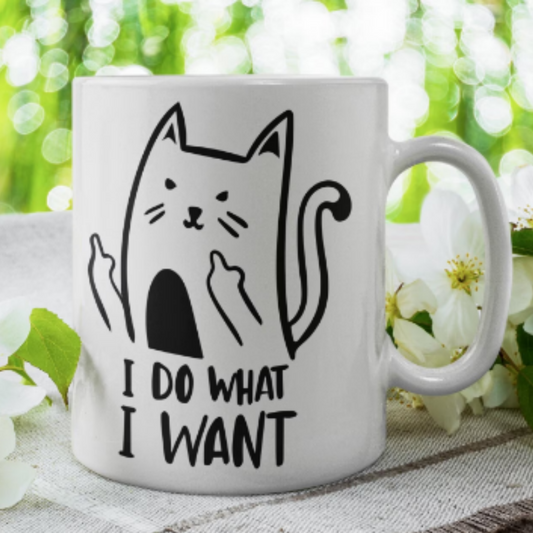 Williamsmugstore cat mug i do what i want cat , rude cat mug