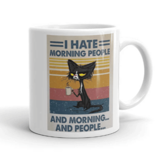 Williamsmugstore cat mug i hate people cat mug,11oz coffee mug ,gift for pet lovers
