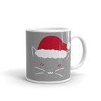 Williamsmugstore Christmas Cat with santa hat, Ceramic Mug 11oz. santa hat mug.,gift for cat lovers,gift  for her