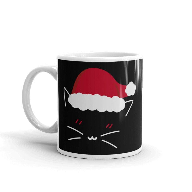 Williamsmugstore Christmas Cat with santa hat, Ceramic Mug 11oz. santa hat mug.,gift for cat lovers,gift  for her