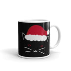 Williamsmugstore Christmas Cat with santa hat, Ceramic Mug 11oz. santa hat mug.,gift for cat lovers,gift  for her