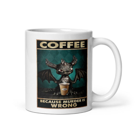 Williamsmugstore coffee beacuse murder is wrong ,retro batcoffee mug