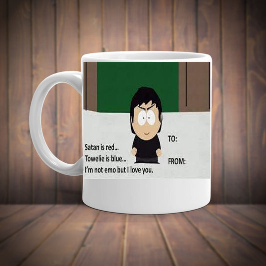 Williamsmugstore damien thorn -southpark  valentines mug ,southpark gift ,90s animated cartoon ,90s  mug ,southpark mug