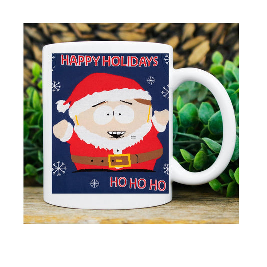 Williamsmugstore eric cartman  in santa outfit ,handmade southpark mug,southpark  xmas gifts,cartman mug,90s  mug, coffee mug  funny