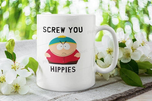 Williamsmugstore eric cartman screw you hippies ,southpark mug