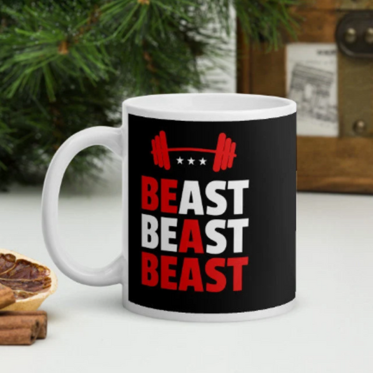 Williamsmugstore gym mug black weight lifting beast mug