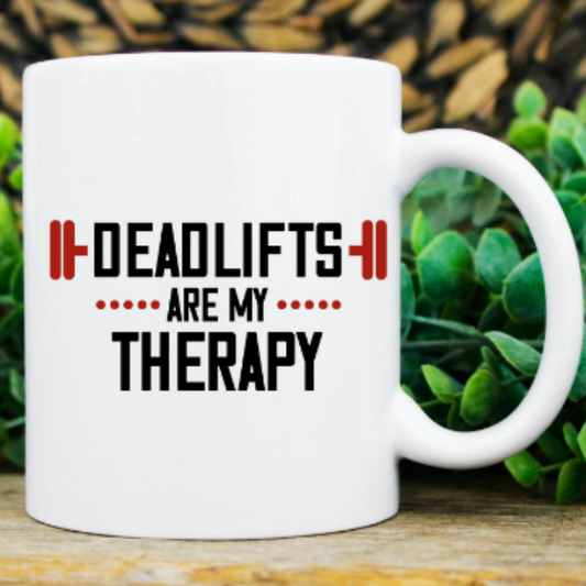 Williamsmugstore gym mug Deadlift are my therapy,11oz coffee mug,gift for bodybuilder