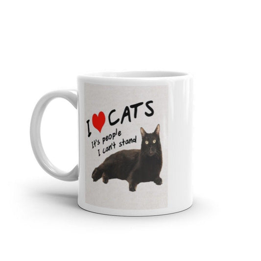 Williamsmugstore i love cats its people i cant stand  ,retro black cat ,Black Cat coffee, cat lover Gifts ,gift for cat owner