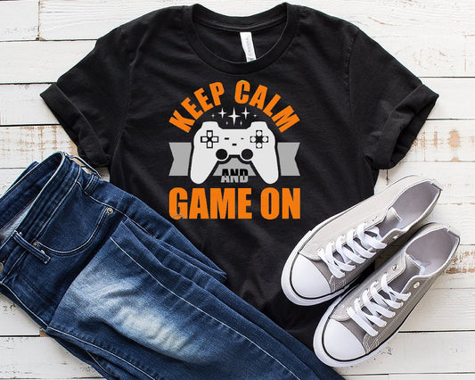 Williamsmugstore keep calm and game on  t shirt .gaming shirt funny perfect gift fpr gamers