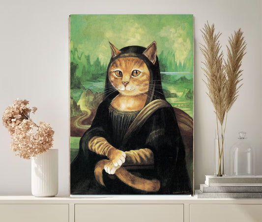 Williamsmugstore Mona Lisa cat  Print, Original Oil Painting  de vinci Portrait Poster, Vintage Wall Art, Unique Gift