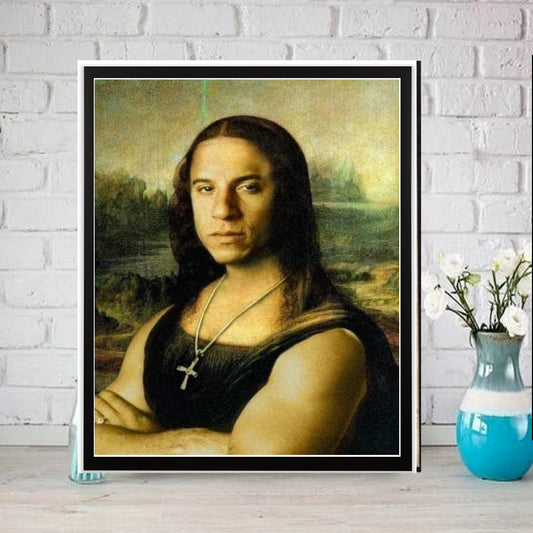 Williamsmugstore Mona Lisa funny  altered Print,mona lisa png  ,lisa printable Original Oil Painting ,Portrait Poster, Vintage Wall Art, Unique Gift,