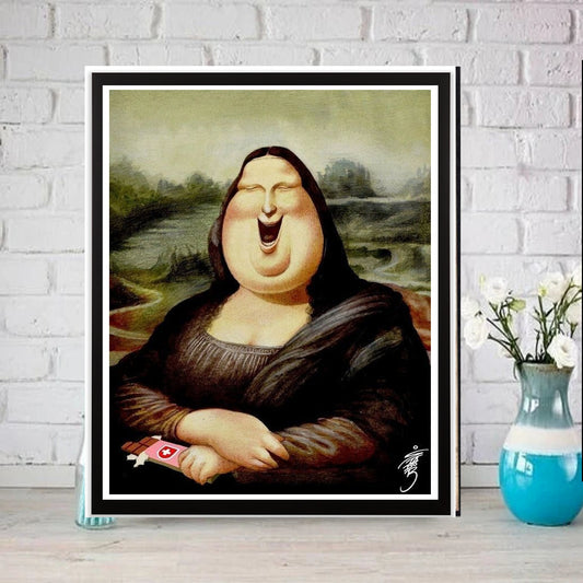 Williamsmugstore Mona Lisa laughing Girl  Print, Original Oil Painting  de vinci Portrait Poster, Vintage Wall Art, Unique Gift