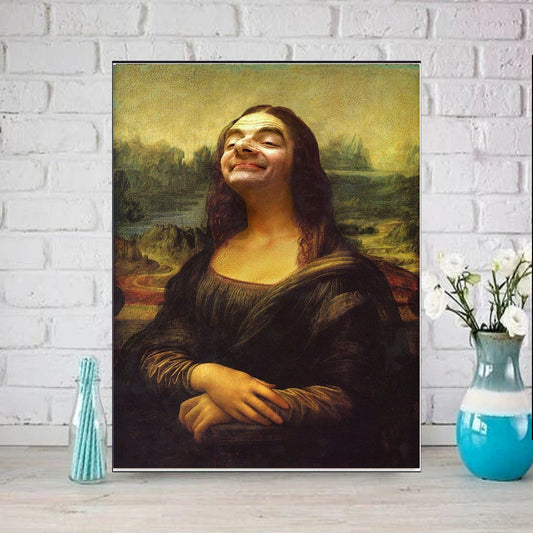 Williamsmugstore Mona Lisa rowan akinson art  Print, svg,png  printable  Oil Painting Portrait Poster, Vintage Wall Art