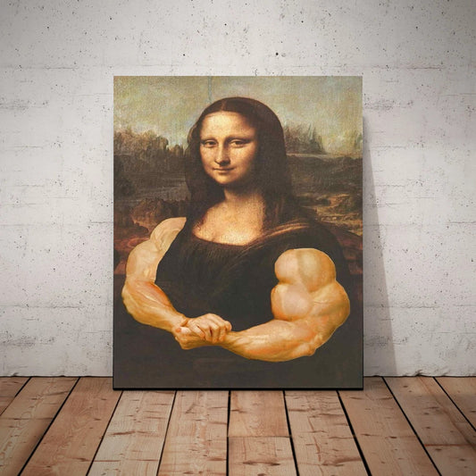 Williamsmugstore Mona Lisa with biceps  Print, Original Oil Painting  de vinci Portrait Poster, Vintage Wall Art, Unique Gift