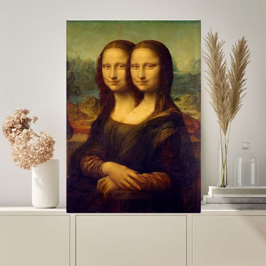 Williamsmugstore Mona Lisa  with two heads Print, jpeg,png  printable Original Oil Painting  Portrait Poster, Vintage Wall Art, Unique Gift