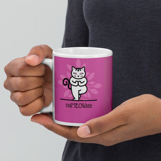 Williamsmugstore naMEOWste  yoga cat  ,cat doing yoga gift -yoga cat lovers mug,yoga cat mug,meditiation mug
