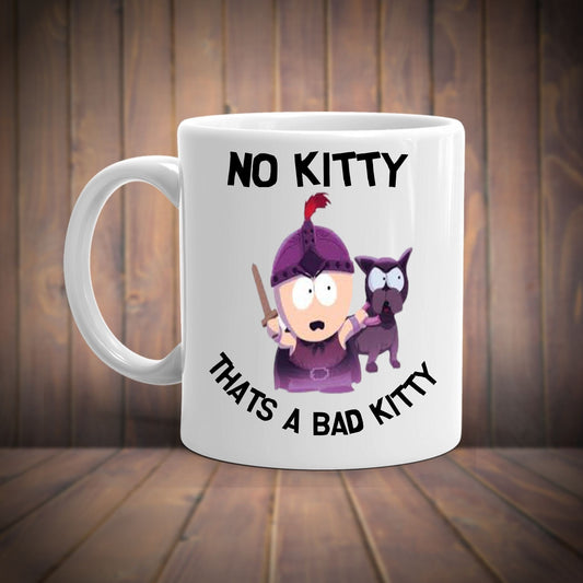 Williamsmugstore no kitty thats a bad kitty-  stan marsh - southpark gifts,handmade southpark mug,90s cartoon mug
