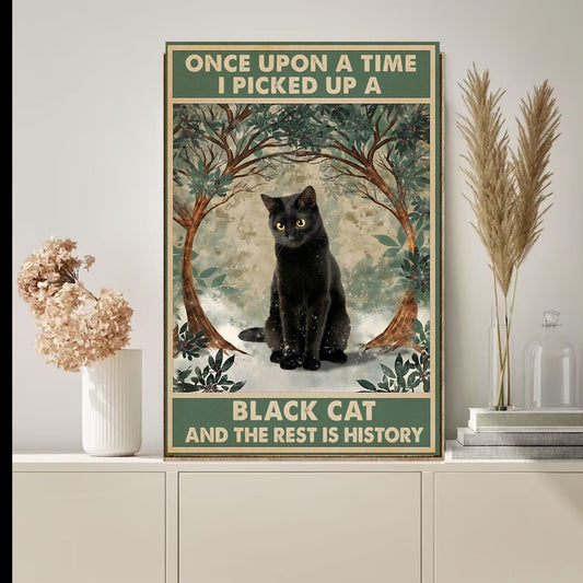 Williamsmugstore once upon a time i picked up  a cat , cat-poster , Black Cat Wall Art - Black Cat Print - -Black Cat Artwork - Home Decor