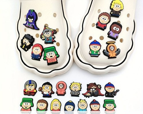 Williamsmugstore South Park Croc Charms,30pcs j Kids Shoe Charms, Croc Compatible Charms, Cartoon Croc Charms, Hoop Croc Charms,30pcs  Jibbitz Croc Charms
