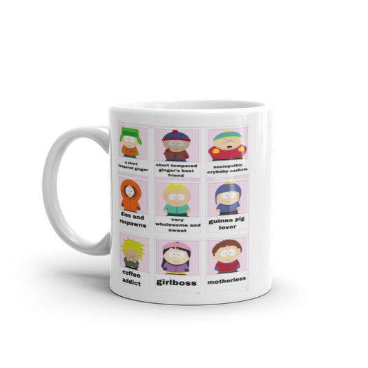 Williamsmugstore southpark character traits meme ,handmade southpark mug,southpark gifts,cartman mug,90s cartoon mug,southpark cup gift