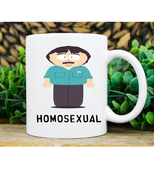 Williamsmugstore southpark randy marsh homosexual ,handmade southpark mug,southpark gifts,marsh  mug,funny coffee mug,ceramic mug gifts