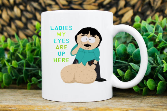 Williamsmugstore southpark randy marsh mug  , my eyes are up here  , friends mug ,90s animated cartoon,southpark mug gift,90s mug