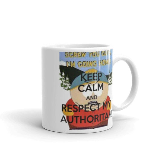 Williamsmugstore southpark  respect my authoritah and keep calm ,handmade southpark mug,southpark gifts,cartman mug,90s cartoon mug,southpark cup gift