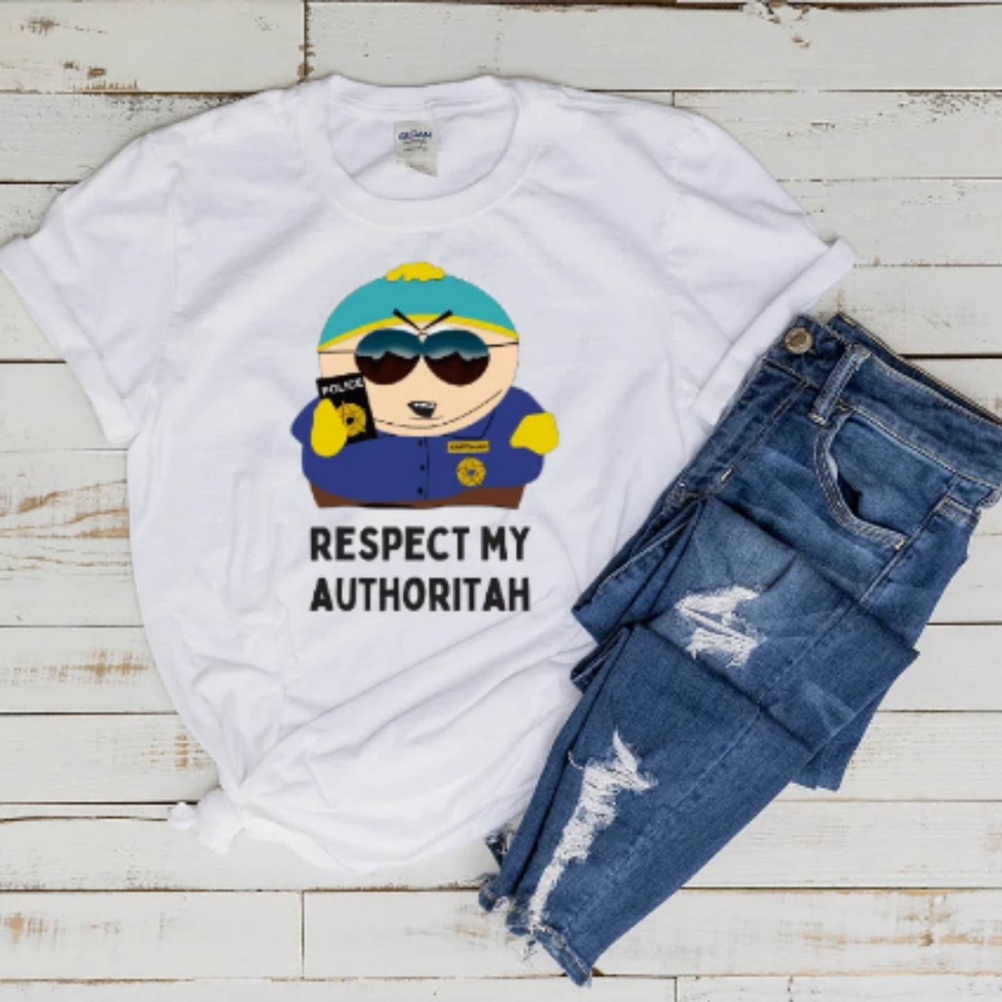 Williamsmugstore southpark shirt eric cartman -respect my authoritah , southpark  t shirt
