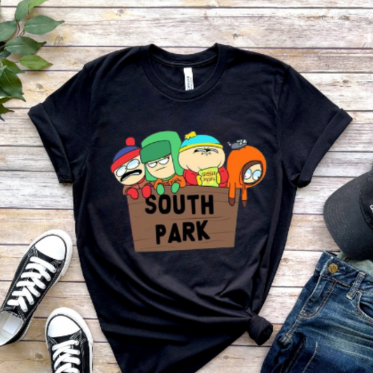 Williamsmugstore southpark shirt southpark characters on a fence  , southpark t shirt