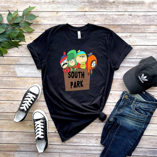 Williamsmugstore southpark shirt southpark characters on a fence ,southpark t shirt