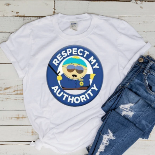 Williamsmugstore southpark shirts white eric cartman respect my authority shirt , southpark shirt