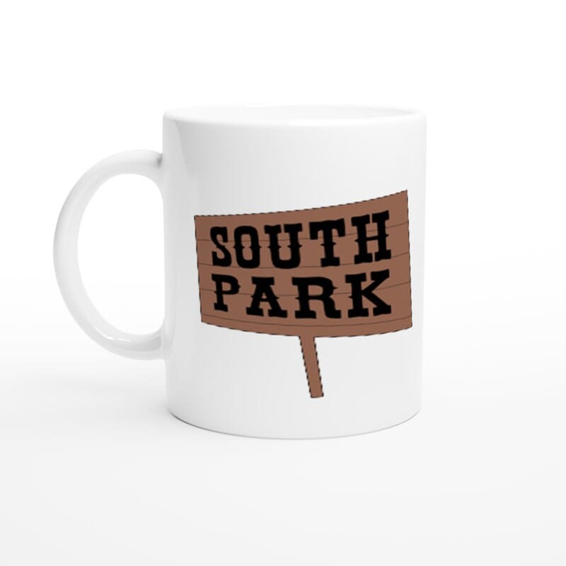 Williamsmugstore southpark sign post coffee mug, handmade ceramic southpark mug,