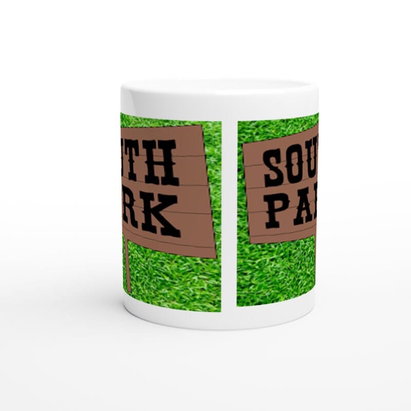 Williamsmugstore southpark sign post coffee mug, handmade ceramic southpark mug,