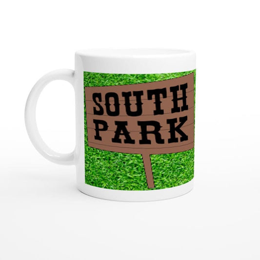 Williamsmugstore southpark sign post coffee mug, handmade ceramic southpark mug,