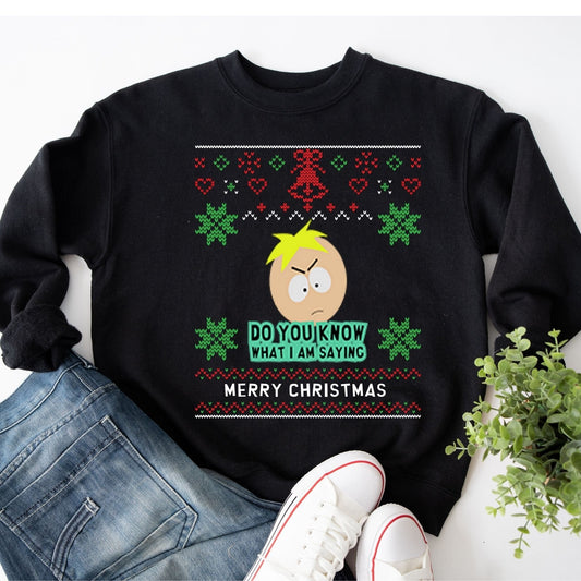 Williamsmugstore southpark xmas sweatshirt, do you know what iam saying ,butters sweatshirt ,southpark christmas  shirt,ugly christmas sweater