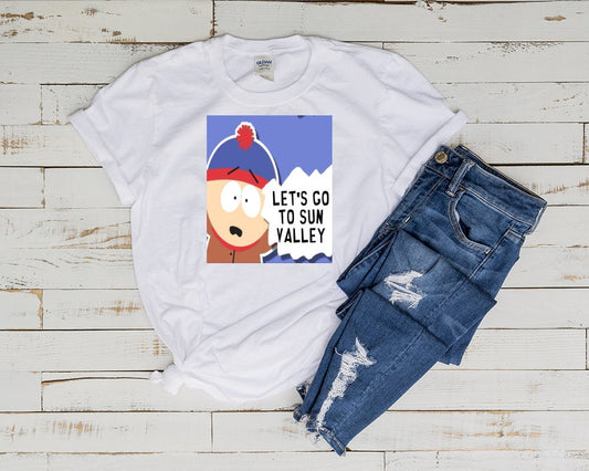 Williamsmugstore stan marsh lets go to sun valley  , southpark t shirt , animated cartoon,90s t shirt ,gift for fans of southpark,cartman t shirt