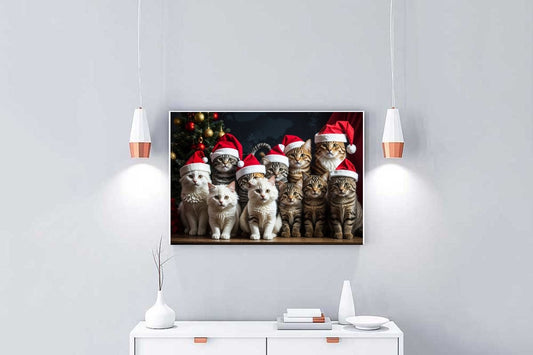 Williamsmugstore tabby cats cats  with santas hat ,Cat Wall Art Cat Print - Cat Artwork - Home Decor