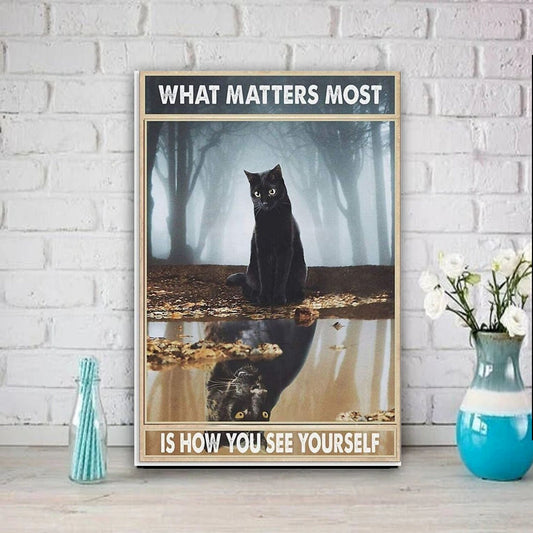 Williamsmugstore what matters most is how you see yourself , cat-poster , Black Cat Wall Art - Black Cat Print -Black Cat Artwork - Home Decor