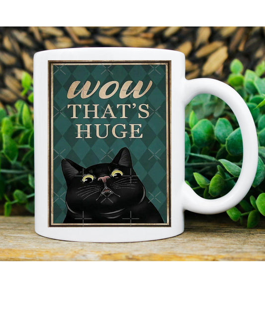 Williamsmugstore wow thats huge funny black cat mug  ,retro black cat ,funny cat painting ,Black Cat coffee, cat lover Gifts ,gift for cat owner