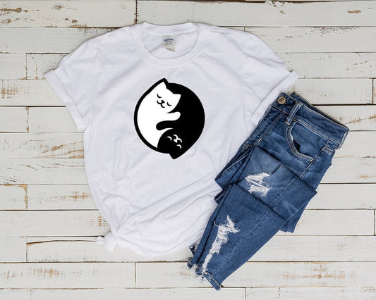 Williamsmugstore ying yang  cat t shirt,Chakra T-Shirt, Meditation Shirt, Yoga Shirt, Yoga Lover Gift, Yoga Gift, Spiritual Shirt