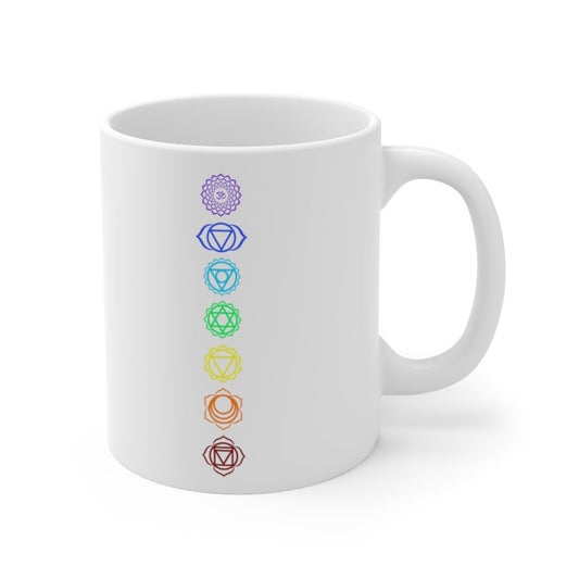 Williamsmugstore yoga chakra mug ,yoga lover gift, severn colours of chakras mug ,spiritual mug ,meditation mug